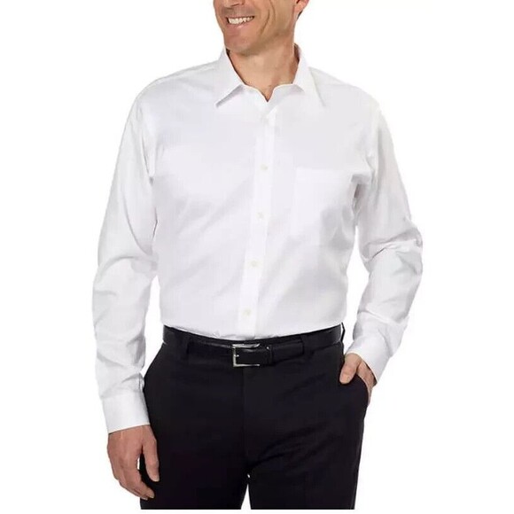 Kirkland Signature Men's Traditional Fit Dress Shirt, White, 17.5 35 - Picture 1 of 2